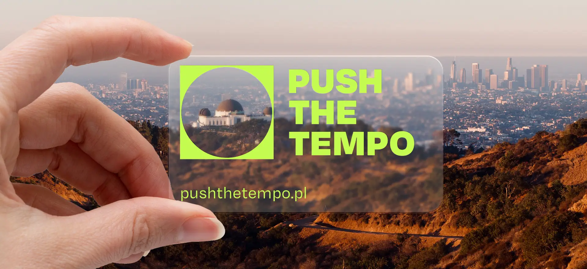 Motyw przewodni marki Push The Tempo wykorzystany na wizytówce
